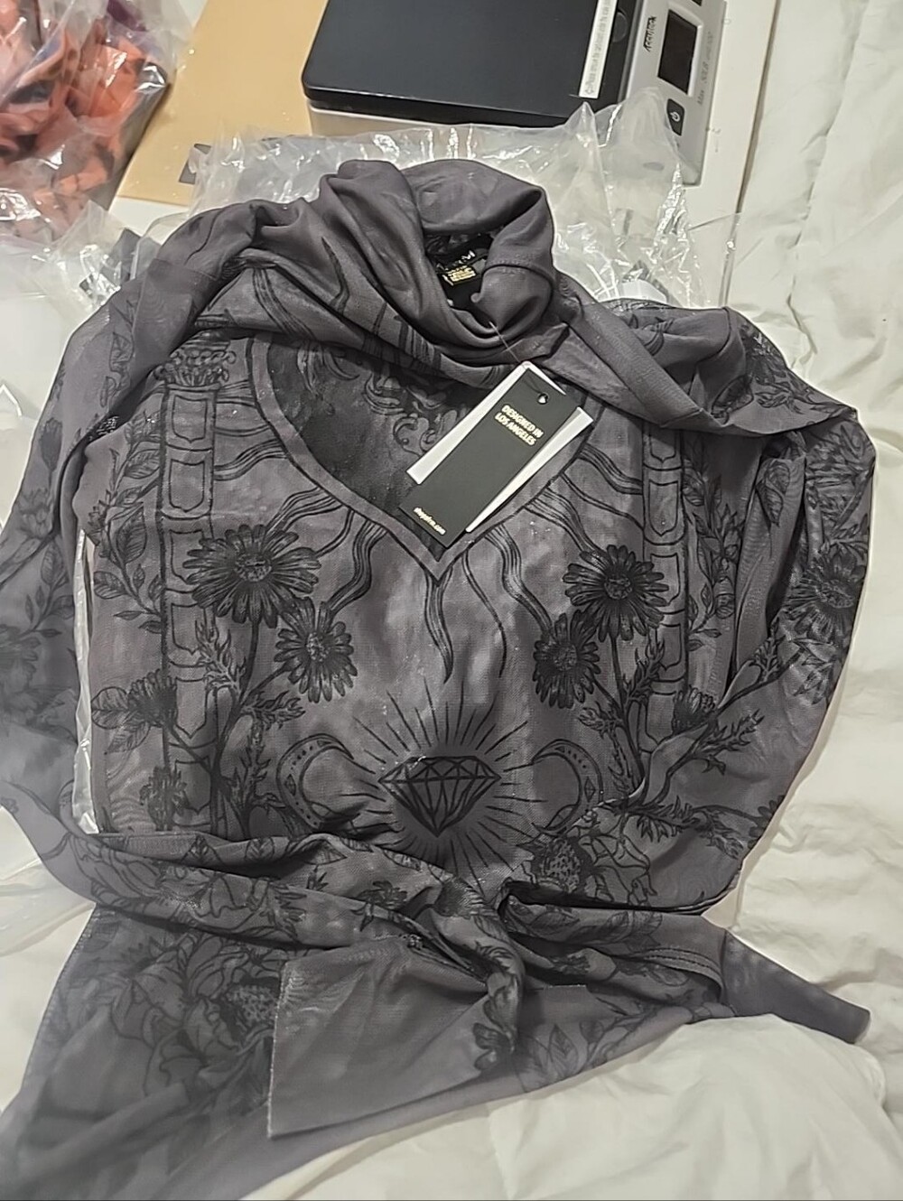 AFRM Zadie Top Noir Tarot Card Sheer Mesh Turtleneck NWT XS or Small